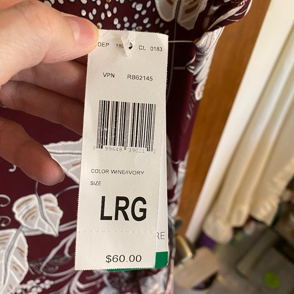 Short sleeve below knee dress in floral print w/front overlay/tie, NWT - Picture 6 of 16